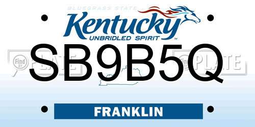 SB9B5Q Kentucky License Plate