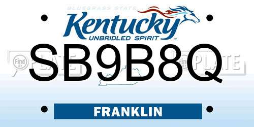 SB9B8Q Kentucky License Plate