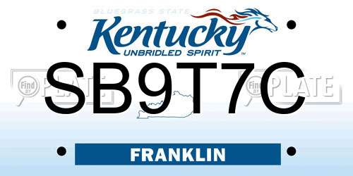 SB9T7C Kentucky License Plate