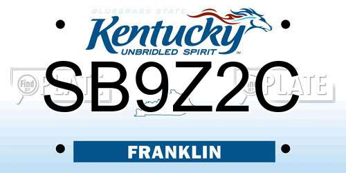SB9Z2C Kentucky License Plate