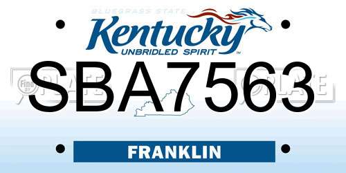 SBA7563 Kentucky License Plate