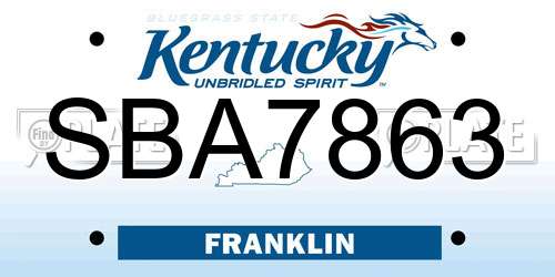 SBA7863 Kentucky License Plate