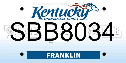 SBB8034 Kentucky License Plate