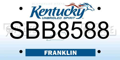 SBB8588 Kentucky License Plate