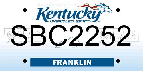 SBC2252 Kentucky License Plate