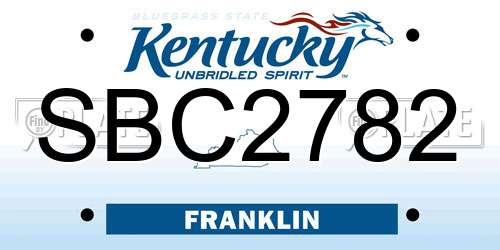 SBC2782 Kentucky License Plate