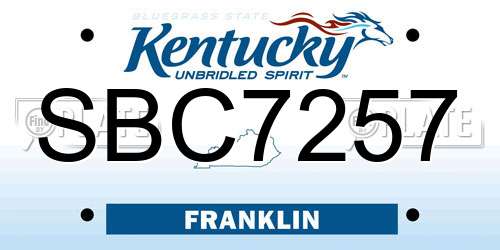 SBC7257 Kentucky License Plate