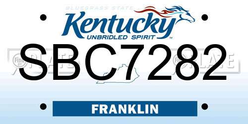 SBC7282 Kentucky License Plate