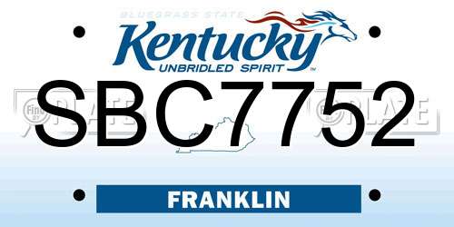 SBC7752 Kentucky License Plate