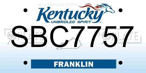 SBC7757 Kentucky License Plate