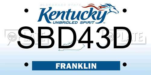 SBD43D Kentucky License Plate
