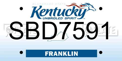 SBD7591 Kentucky License Plate