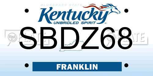 SBDZ68 Kentucky License Plate