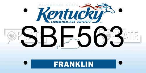 SBF563 Kentucky License Plate