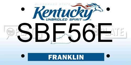 SBF56E Kentucky License Plate