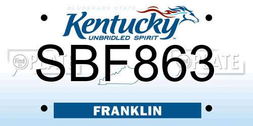 SBF863 Kentucky License Plate