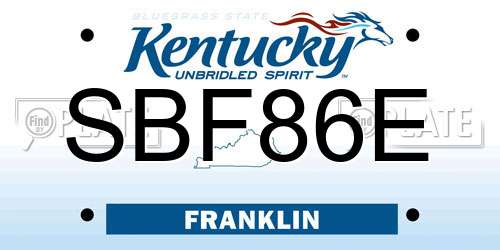 SBF86E Kentucky License Plate