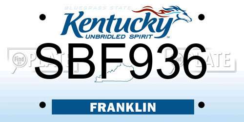 SBF936 Kentucky License Plate