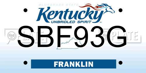 SBF93G Kentucky License Plate