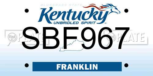 SBF967 Kentucky License Plate