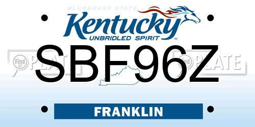SBF96Z Kentucky License Plate