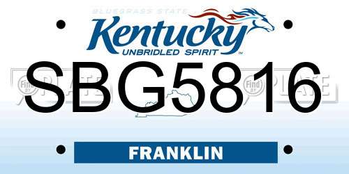 SBG5816 Kentucky License Plate