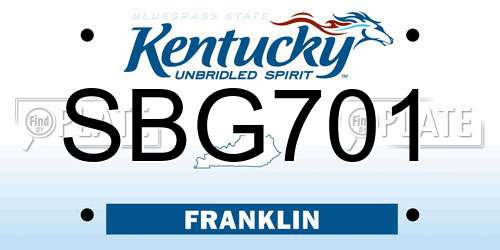 SBG701 Kentucky License Plate