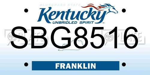 SBG8516 Kentucky License Plate