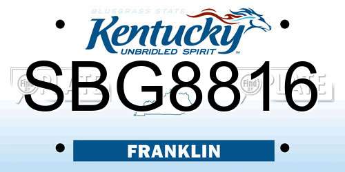 SBG8816 Kentucky License Plate