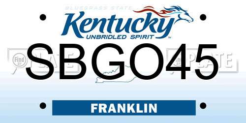 SBGO45 Kentucky License Plate