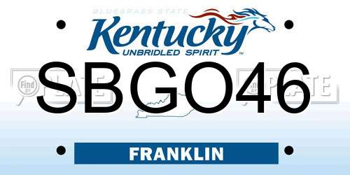 SBGO46 Kentucky License Plate