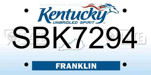 SBK7294 Kentucky License Plate