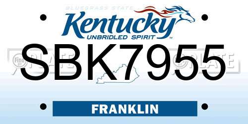 SBK7955 Kentucky License Plate