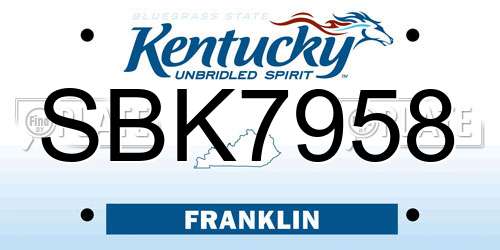 SBK7958 Kentucky License Plate