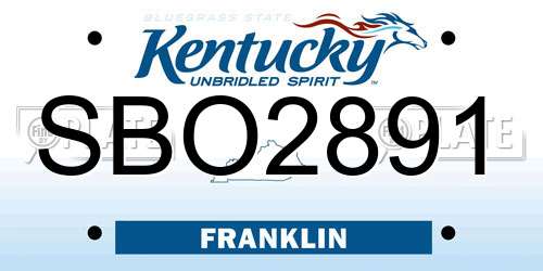 SBO2891 Kentucky License Plate