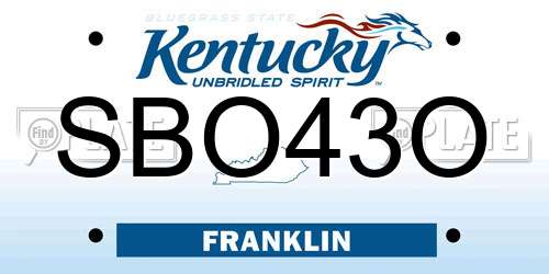 SBO43O Kentucky License Plate
