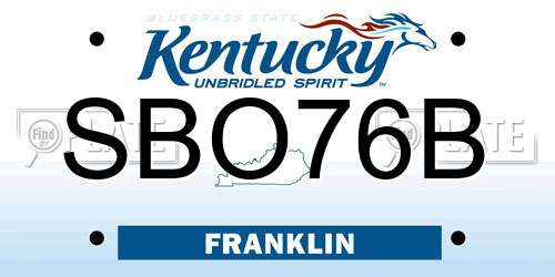 SBO76B Kentucky License Plate