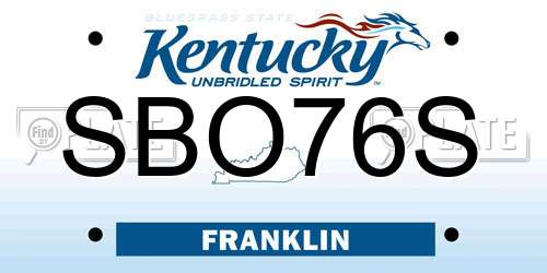 SBO76S Kentucky License Plate