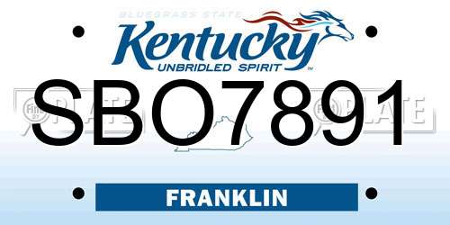 SBO7891 Kentucky License Plate