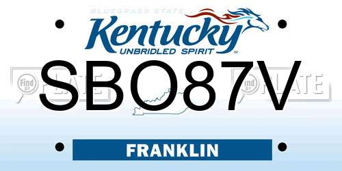 SBO87V Kentucky License Plate