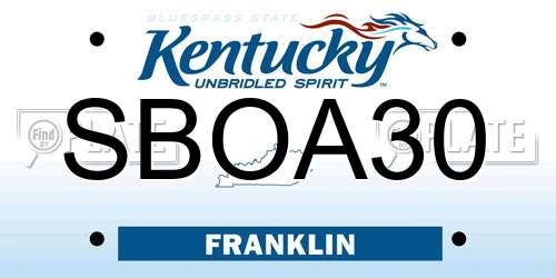 SBOA30 Kentucky License Plate