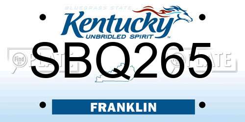 SBQ265 Kentucky License Plate