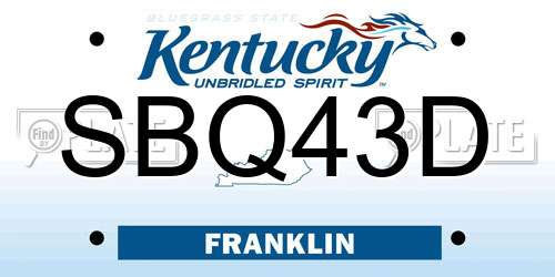 SBQ43D Kentucky License Plate