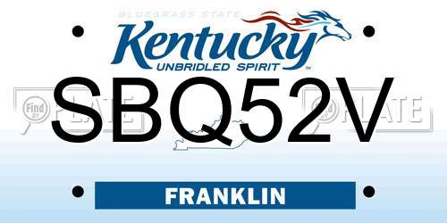 SBQ52V Kentucky License Plate