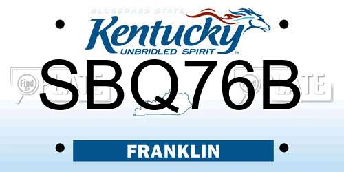 SBQ76B Kentucky License Plate