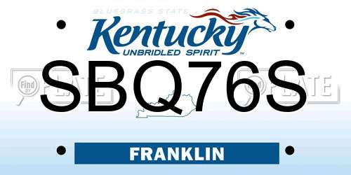 SBQ76S Kentucky License Plate