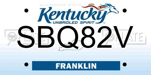 SBQ82V Kentucky License Plate