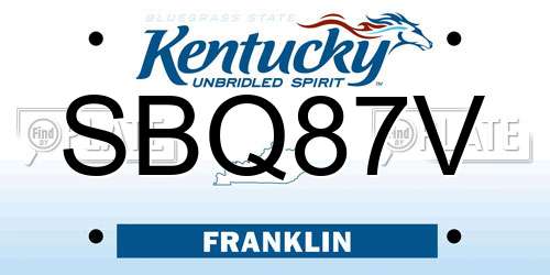 SBQ87V Kentucky License Plate
