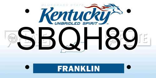 SBQH89 Kentucky License Plate