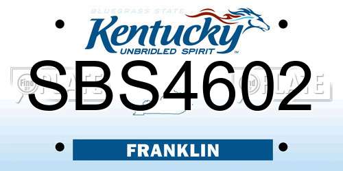 SBS4602 Kentucky License Plate